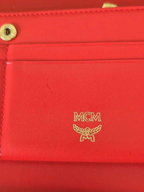 MCM Red Leather Trifold Wallet w/ Gold Studs & Charms | Authentic | EUC - Picture 13 of 15